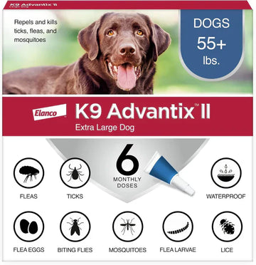 K9 Advantix II XL Flea, Tick & Mosquito Treatment for Dogs Over 55 lbs | Vet Recommended | 6-Month Supply